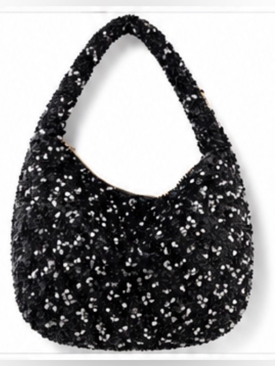 Anthropologie Handbags - Anthropologie Sequin Hobo Shoulder
Bag Black Sparkle Y2K Glam festive party